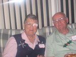  Ann shows her Christmas Eye Patch
   after cataract surgrey