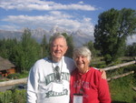 Representing our opposing schools,
MSU and OSU at the outdoor breakfast
overlooking the Great Tetons